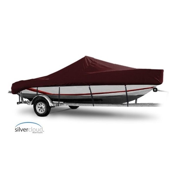 Eevelle Boat Cover BAY BOAT Rounded Bow, Low/No Bow Rails, Outboard Fits 21ft 6in L - 96in W, Burgundy SCCCB2196B-BRG - main